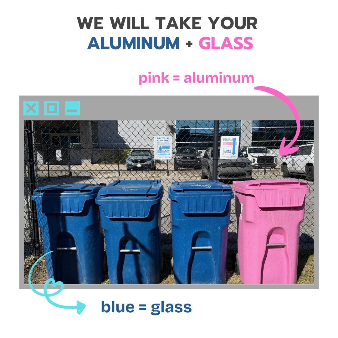 Blue and Pink Recycling Bins